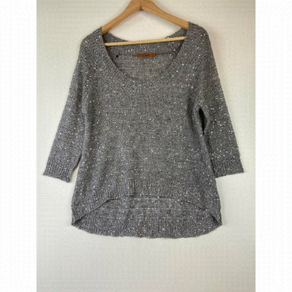Beldini Women's Sequin Silver Pullover Size M